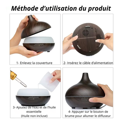 Diffuseur en bois d'huiles essentielles 550ml + Télécommande